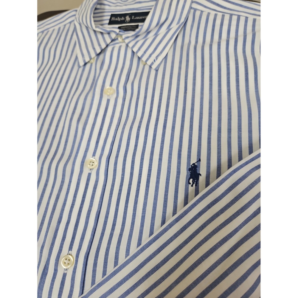 Ralph Lauren  Mens Long Sleeve Shirt 16 1/2 32 /33  Yarmouth stripe  Runs Big